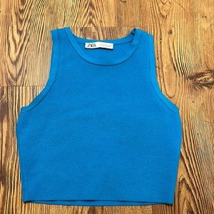 royal blue Zara thick knit sweater tank size small. cropped perfect condition